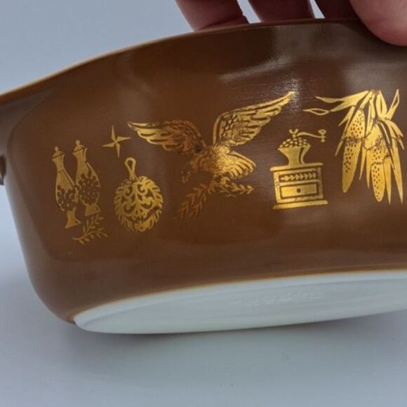 Pyrex Early American Oval Casserole Baking Dish With Lid 1.5 Qt Vintage # 043 - Picture 12 of 14